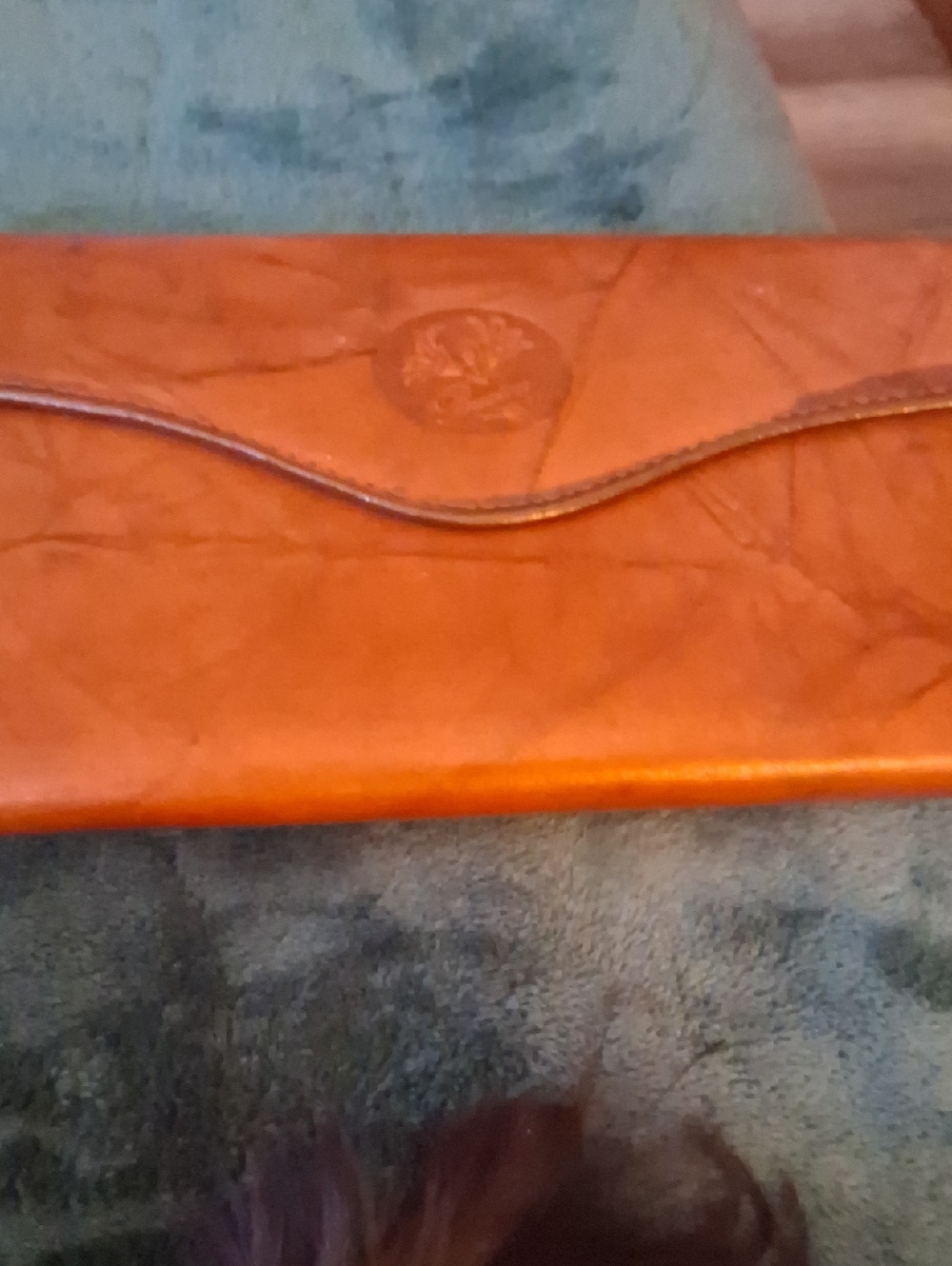 Vintage Orange Leather Clutch Wallet BUXTON